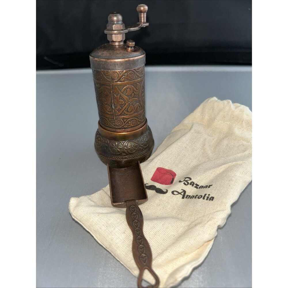 Turkish Armenian Pepper Salt Spice Mill Bazaar Anatolia Handcrafted Copper